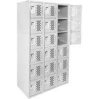 Clean-Line Perforated Lockerette, 6 -tier, Bank of 3, 12" x 72" x 12", Steel Toolneeds Inc.