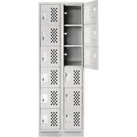 Clean-Line Perforated Lockerette, 6 -tier, Bank of 2, 15" x 72" x 12", Steel Toolneeds Inc.