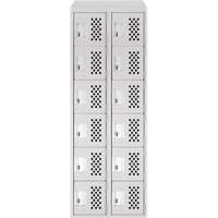 Assembled Lockerettes Clean Line Perforated Economy Lockers, 6 -tier, Bank of 2, 18" x 72" x 12", Steel Toolneeds Inc.