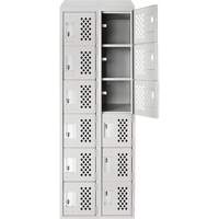 Assembled Lockerettes Clean Line Perforated Economy Lockers, 6 -tier, Bank of 2, 18" x 72" x 12", Steel Toolneeds Inc.
