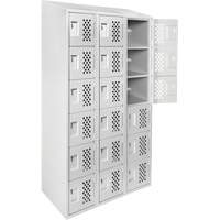 Assembled Lockerettes Clean Line Perforated Economy Lockers, 6 -tier, Bank of 3, 18" x 72" x 12", Steel Toolneeds Inc.