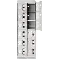 Assembled Lockerettes Clean Line Perforated Economy Lockers, 6 -tier, Bank of 2, 18" x 72" x 12", Steel Toolneeds Inc.