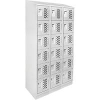 Assembled Lockerettes Clean Line Perforated Economy Lockers, 6 -tier, Bank of 3, 18" x 72" x 12", Steel Toolneeds Inc.