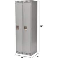 Lockers, Bank of 2, 24" x 18" x 72", Steel, Grey, Knocked Down Toolneeds Inc.