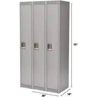 Lockers, Bank of 3, 36" x 18" x 72", Steel, Grey, Knocked Down Toolneeds Inc.