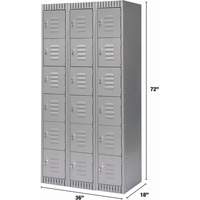Lockers, 6 -tier, Bank of 3, 36" x 18" x 72", Steel, Grey, Knocked Down Toolneeds Inc.
