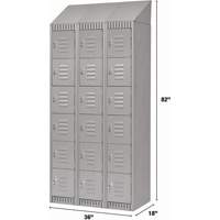 Lockers, 6 -tier, Bank of 3, 36" x 18" x 82", Steel, Grey, Knocked Down Toolneeds Inc.