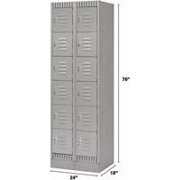Lockers, 6 -tier, Bank of 2, 24" x 18" x 76", Steel, Grey, Knocked Down Toolneeds Inc.