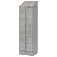 Lockers, 6 -tier, Bank of 2, 24" x 18" x 86", Steel, Grey, Knocked Down Toolneeds Inc.