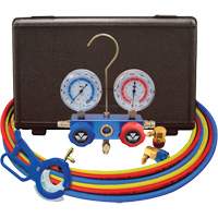 Dual Manifold Gauge Set with 3-in-1 Side Mount Can Tap Valve Toolneeds Inc.