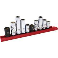 Chrome Finish Socket Set with Rail, 10 Pieces, 1/4"/3/8" Drive Size Toolneeds Inc.