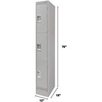 Casiers, 3 niveaux, 12" x 18" x 76", Acier, Gris, D&eacute;mont&eacute; Toolneeds Inc.