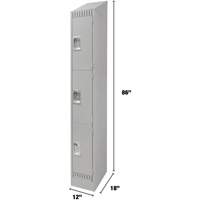 Casiers, 3 niveaux, 12" x 18" x 86", Acier, Gris, D&eacute;mont&eacute; Toolneeds Inc.