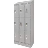 Lockers, 3 -tier, Bank of 3, 36" x 18" x 86", Steel, Grey, Knocked Down Toolneeds Inc.