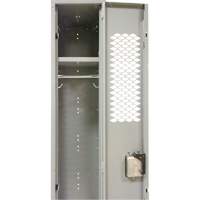 Vented Lockers, Bank of 3, 36 x 18" x 88", Steel, Grey, Knocked Down, Perforated Toolneeds Inc.