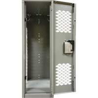 Vented Lockers, 2 -tier, Bank of 3, 36 x 18" x 88", Steel, Grey, Knocked Down, Perforated Toolneeds Inc.