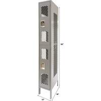 Casiers ventil&eacute;s, 2 niveaux, 12" x 18" x 78", Acier, Gris, D&eacute;mont&eacute;, Perfor&eacute; Toolneeds Inc.