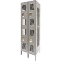 Vented Lockers, 2 -tier, Bank of 2, 24" x 18" x 78", Steel, Grey, Knocked Down, Perforated Toolneeds Inc.