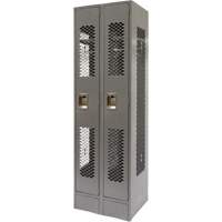 Vented Lockers, Bank of 2, 24" x 18" x 78", Steel, Grey, Knocked Down, Perforated Toolneeds Inc.