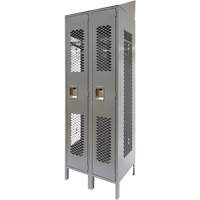 Vented Lockers, Bank of 2, 24" x 18" x 88", Steel, Grey, Knocked Down, Perforated Toolneeds Inc.