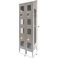 Vented Lockers, 2 -tier, Bank of 2, 24" x 18" x 88", Steel, Grey, Knocked Down, Perforated Toolneeds Inc.