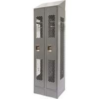 Vented Lockers, Bank of 2, 24" x 18" x 88", Steel, Grey, Knocked Down, Perforated Toolneeds Inc.