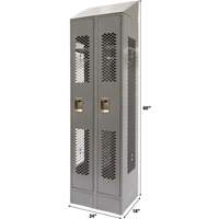 Vented Lockers, Bank of 2, 24" x 18" x 88", Steel, Grey, Knocked Down, Perforated Toolneeds Inc.
