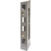 Vented Lockers, 2 -tier, 12" x 18" x 88", Steel, Grey, Knocked Down, Perforated Toolneeds Inc.