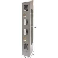 Vented Lockers, 2 -tier, 12" x 18" x 88", Steel, Grey, Knocked Down, Perforated Toolneeds Inc.