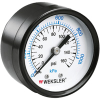 Dry Pressure Gauge, 1-1/2" , 0 - 160 psi, Back Mount, Analogue Toolneeds Inc.
