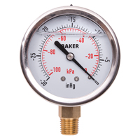 Pressure Gauges, 2-1/2" , 30" Hg-0" Vac., Bottom Mount, Liquid Filled Analogue Toolneeds Inc.