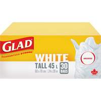 Tall 45L Unscented Garbage Bags, Regular, 24" W x 28" L, White Toolneeds Inc.