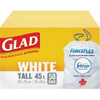 Tall 45L Febreze Garbage Bags, Regular, 24" W x 28" L, White Toolneeds Inc.
