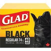 74L Garbage Bags, Regular, 26" W x 33" L, Black Toolneeds Inc.
