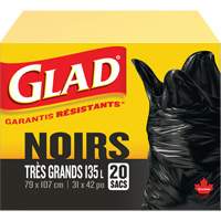 135L Garbage Bags, Regular, 31" W x 42" L, Black Toolneeds Inc.