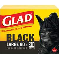 90L Garbage Bags, Regular, 30" W x 33" L, Black Toolneeds Inc.