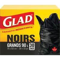 90L Garbage Bags, Regular, 30" W x 33" L, Black Toolneeds Inc.