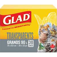 90L Garbage Bags, Regular, 30" W x 33" L, Clear Toolneeds Inc.