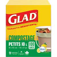 Small Compostable Bags, Regular, 17" L x 16" W, Brown, 10 L (3 Gal.) Capacity Toolneeds Inc.