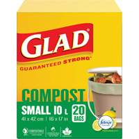 Small Compostable Bags, Regular, 17" L x 16" W, Brown, 10 L (3 Gal.) Capacity Toolneeds Inc.