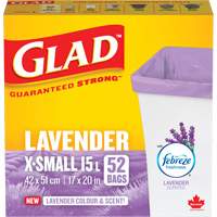 Glad&reg; Lavender Coloured & Scented Bags, Strong, 17" W x 20" L, Purple, 15 L (3.96 Gal.) Capacity Toolneeds Inc.
