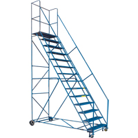 Escabeau roulant certifi&eacute; par la CSA avec pied verrouillable, 14 marches, Largeur de la marche 30", Hauteur de la plateforme 128", Acier Toolneeds Inc.