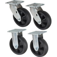 Caster Set, Rigid/Swivel, 6" (152.4 mm), Nylon, 2400 lbs. (1089 kg.) Toolneeds Inc.