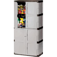 Heavy-Duty Cabinets, Plastic, 3 Shelves, 72" H x 36" W x 18" D, Mica and Charcoal Toolneeds Inc.