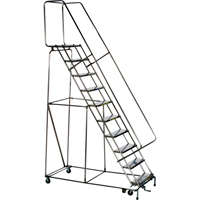 Lockstep Rolling Ladders, 5 Steps, 24" Step Width, 50" Platform Height, Stainless Steel Toolneeds Inc.