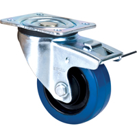 Blue Caster, Swivel with Brake, 4" (101.6 mm), Rubber, 350 lbs. (158.8 kg.) Toolneeds Inc.