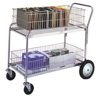 Chariot de bureau en treillis m&eacute;tallique pour le courrier, 250 lb Capacit&eacute;, Chrome, 23-3/4" p x 43" la x 38-1/2" h, Chrom&eacute; Toolneeds Inc.