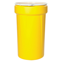 Baril emboîtable en poly&eacute;thyl&egrave;ne, 55 gal. US (45 gal. imp.), Dessus ouvert, Jaune Toolneeds Inc.