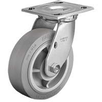 Plate Caster, Swivel, 4" (101.6 mm), Rubber, 225 lbs. (102 kg.) Toolneeds Inc.
