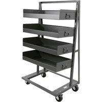 Single-Sided Heavy Duty A-Frame Cart with 4 Large Lipped Trays, 38" x 25" x 63", 2500 lbs. Capacity Toolneeds Inc.